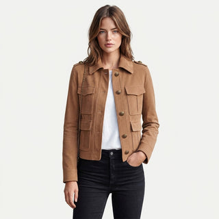 Manami – Veste militaire camel effet daim - Photo principale studio