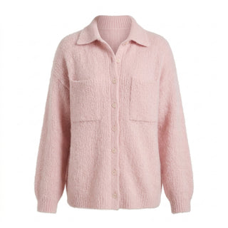 Cardigan Momoka rose col revers vue studio principale