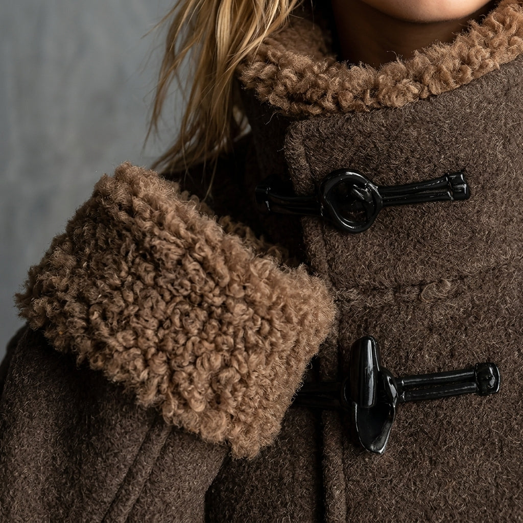 Izumi – Gros plan détails col et poignets teddy texture