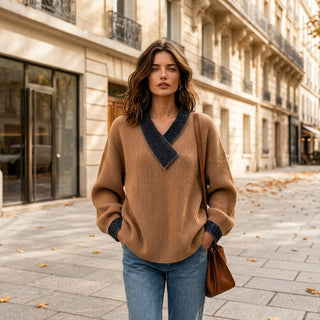 Momo – pull camel porté en ville