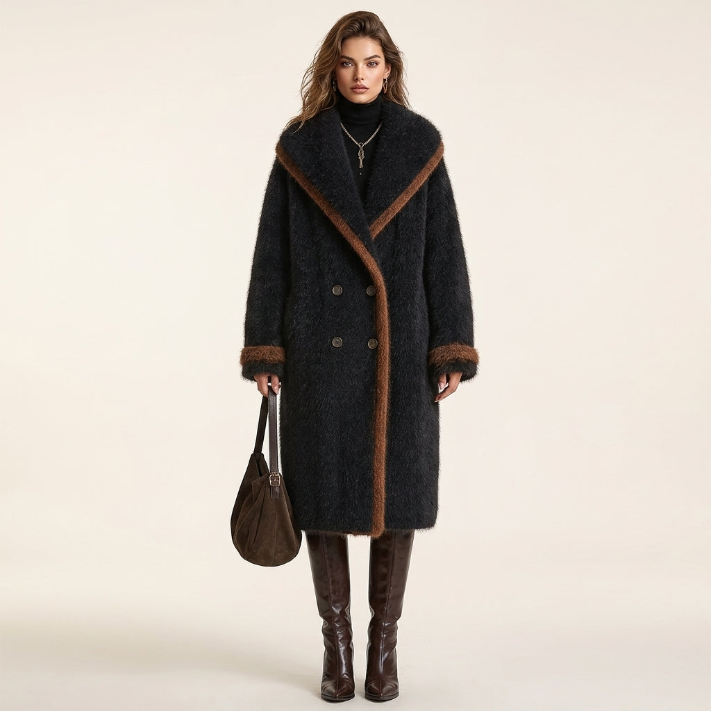 Moe – Manteau croisé noir col châle vue principale studio
