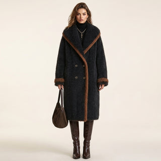 Moe – Manteau croisé noir col châle vue principale studio