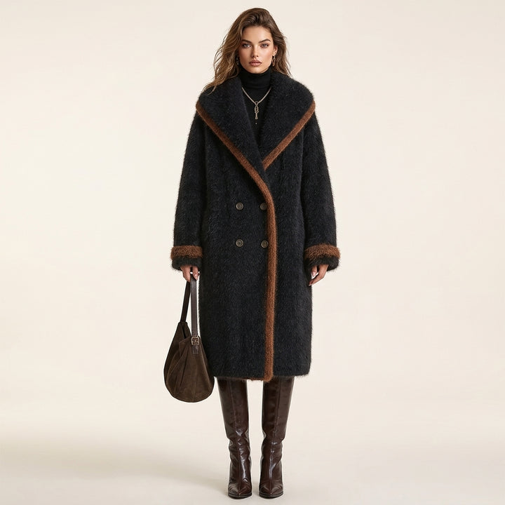 Moe – Manteau croisé noir col châle vue principale studio