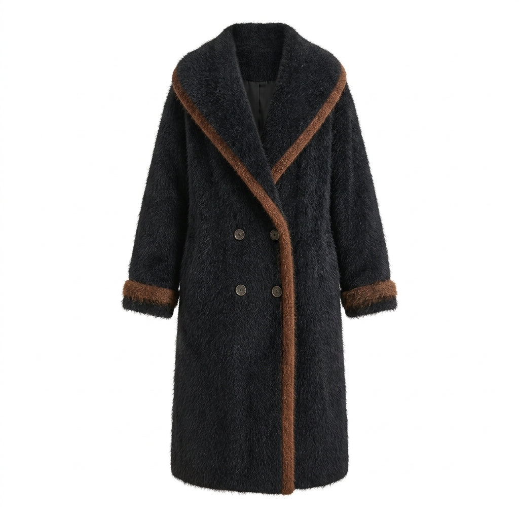 Moe – Manteau croisé noir sur fond blanc pur #FFFFFF