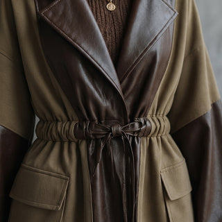Fumi - Trench midi zoom détails et finitions cuir