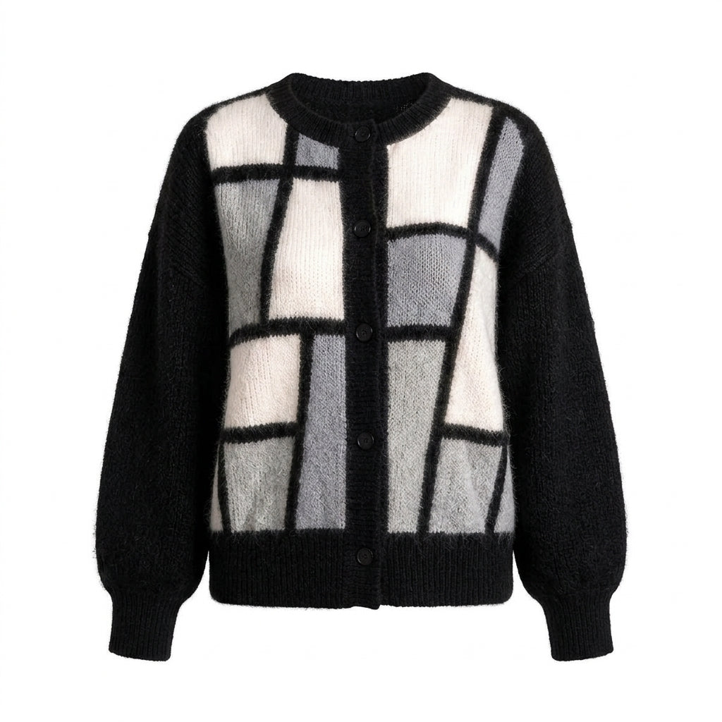 Cardigan Itsuki colorblock en maille duveteuse - Studio