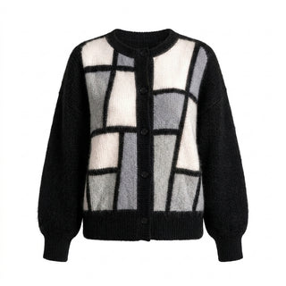 Cardigan Itsuki colorblock en maille duveteuse - Studio