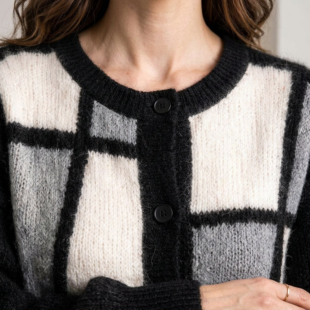 Détail texture maille et boutons - Cardigan Itsuki