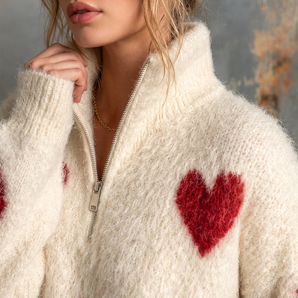 Miyabi pull demi-zip - Gros plan détail maille et zip métallique