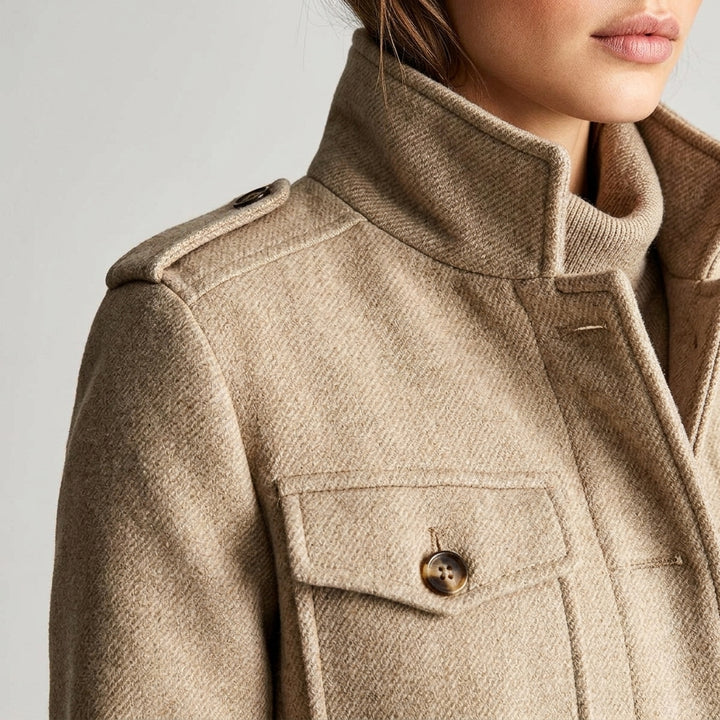 Shino manteau court - zoom matière et finitions