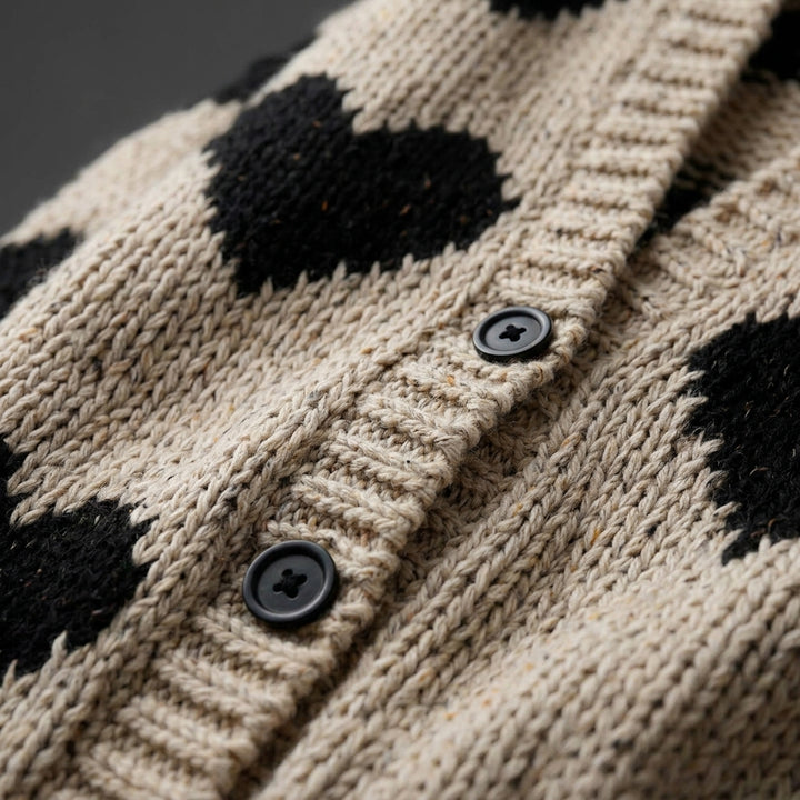 Oto - Gros plan matière et maille jacquard cœurs
