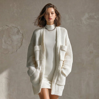 Cardigan oversize Koto blanc crème - Vue silhouette et coupe