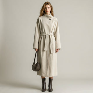 Shiho – Manteau portefeuille beige avoine vue studio