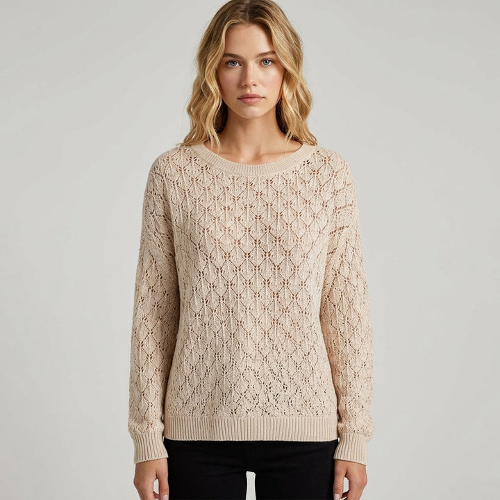 Chika – Pull ajouré avoine – Vue studio principale
