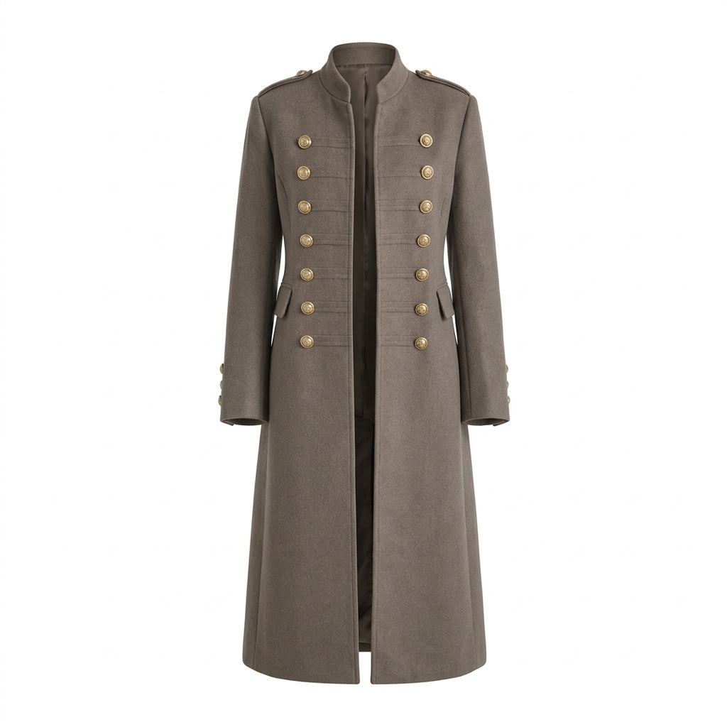 Chiaki – Manteau long militaire taupe vue principale