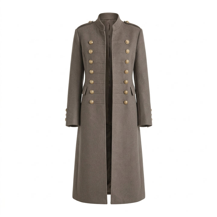 Chiaki – Manteau long militaire taupe vue principale