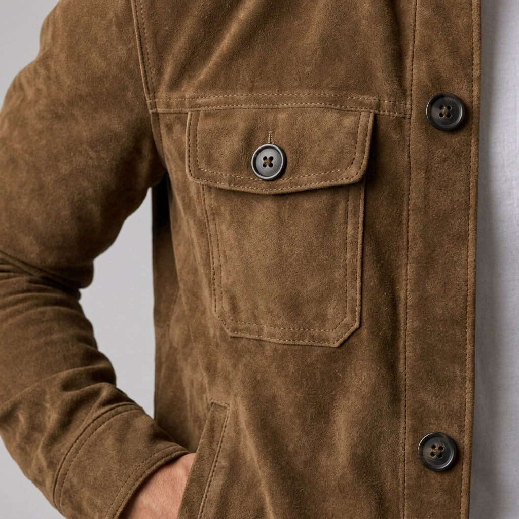 Sumi blouson bomber effet daim - Gros plan texture et boutons
