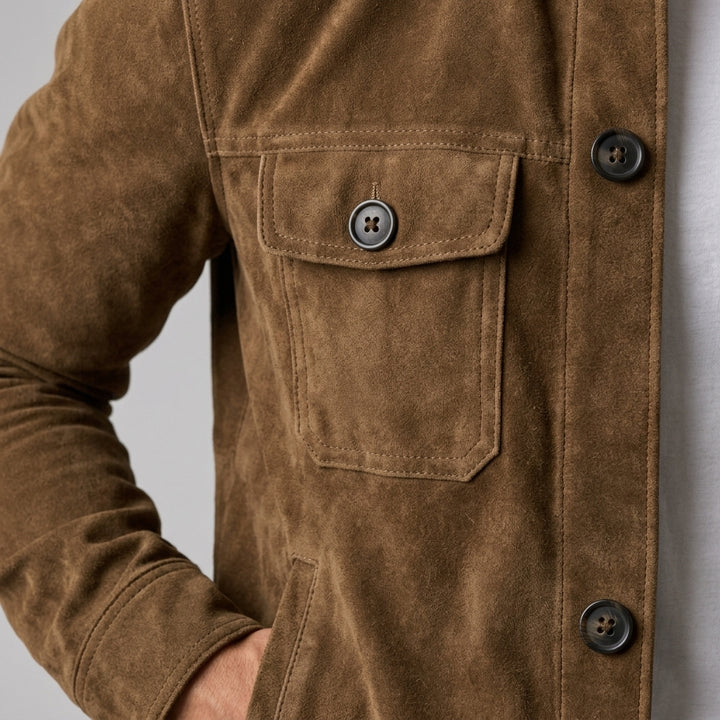 Sumi blouson bomber effet daim - Gros plan texture et boutons