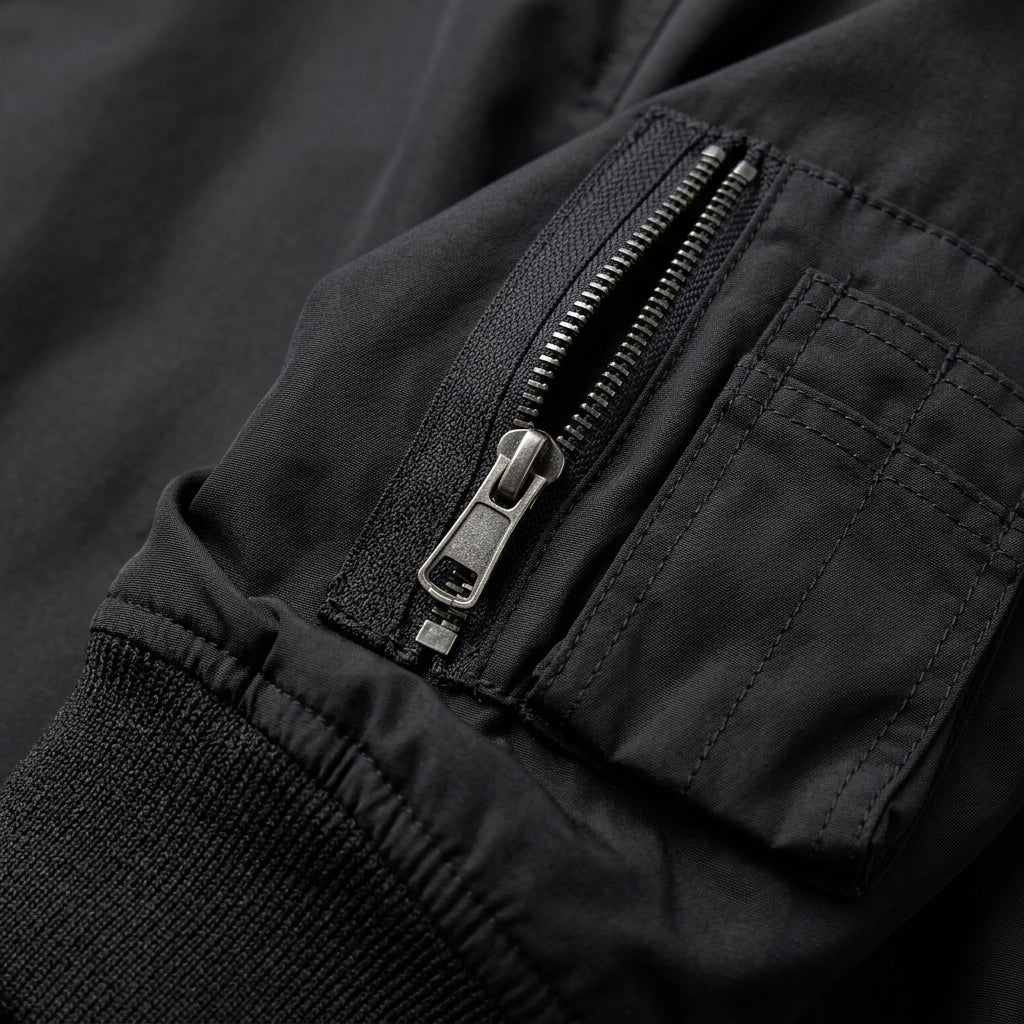 Umi – Détail zip et poche manche zippée du bomber