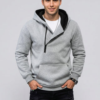 Kiri – sweat à capuche demi-zip gris clair vue studio