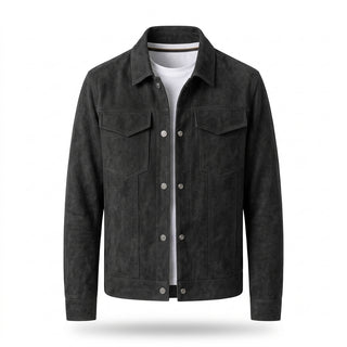 Kage – Veste effet cuir gris fond blanc studio