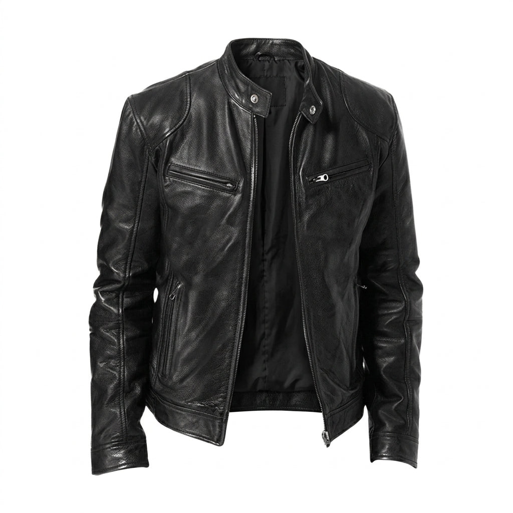 Tetsu – veste décontractée effet cuir sur fond blanc