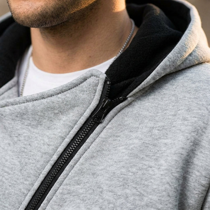 Kiri – gros plan détail zip oblique et texture tissu