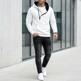 Kiri – sweat blanc porté tenue complète en extérieur