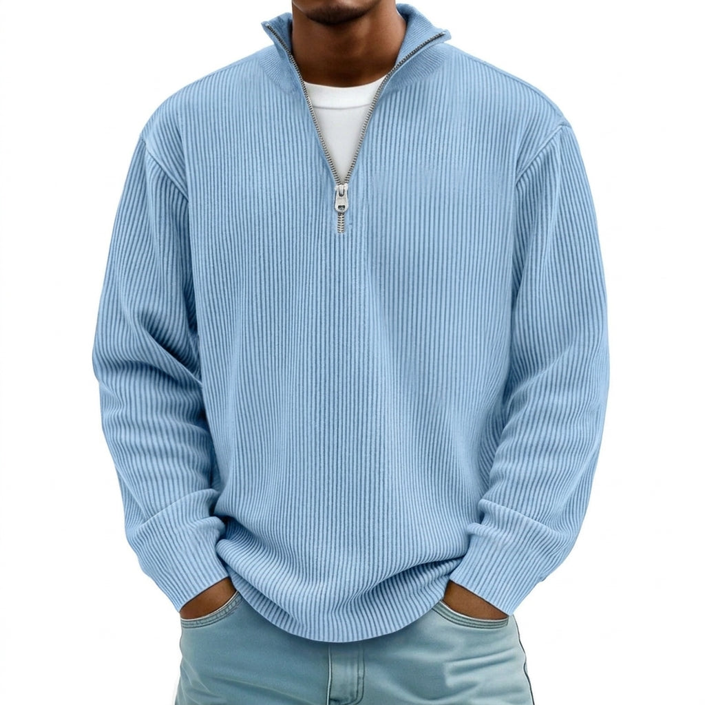 Pull côtelé col zippé Daichi - Vue studio principale
