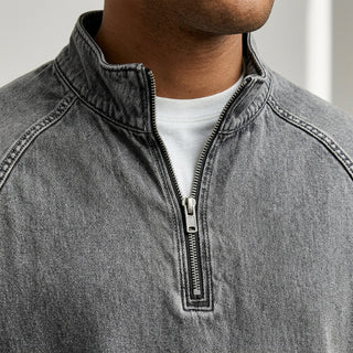 Gin - Detail col montant zippe et coutures raglan