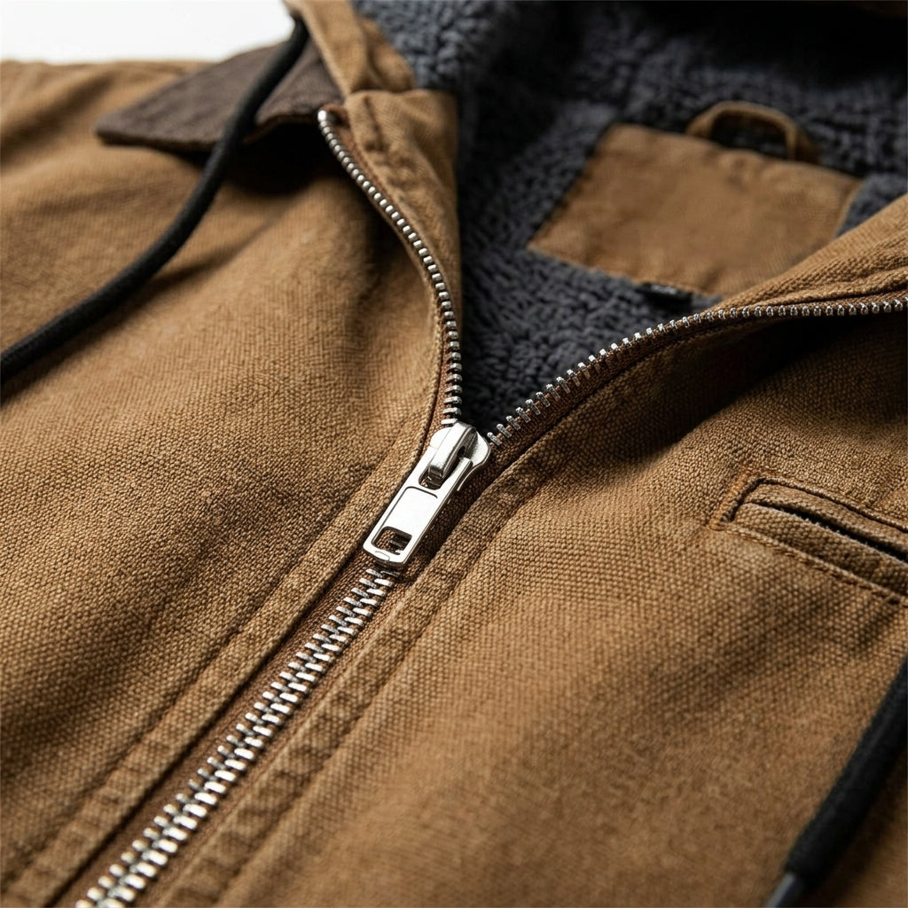 Détail matière doublure polaire et zip Masaru