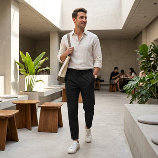 Takumi - Pantalon fuselé noir en situation urbaine lifestyle
