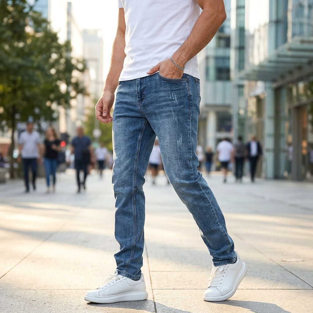 Isamu – Jean délavé coupe classique look urbain