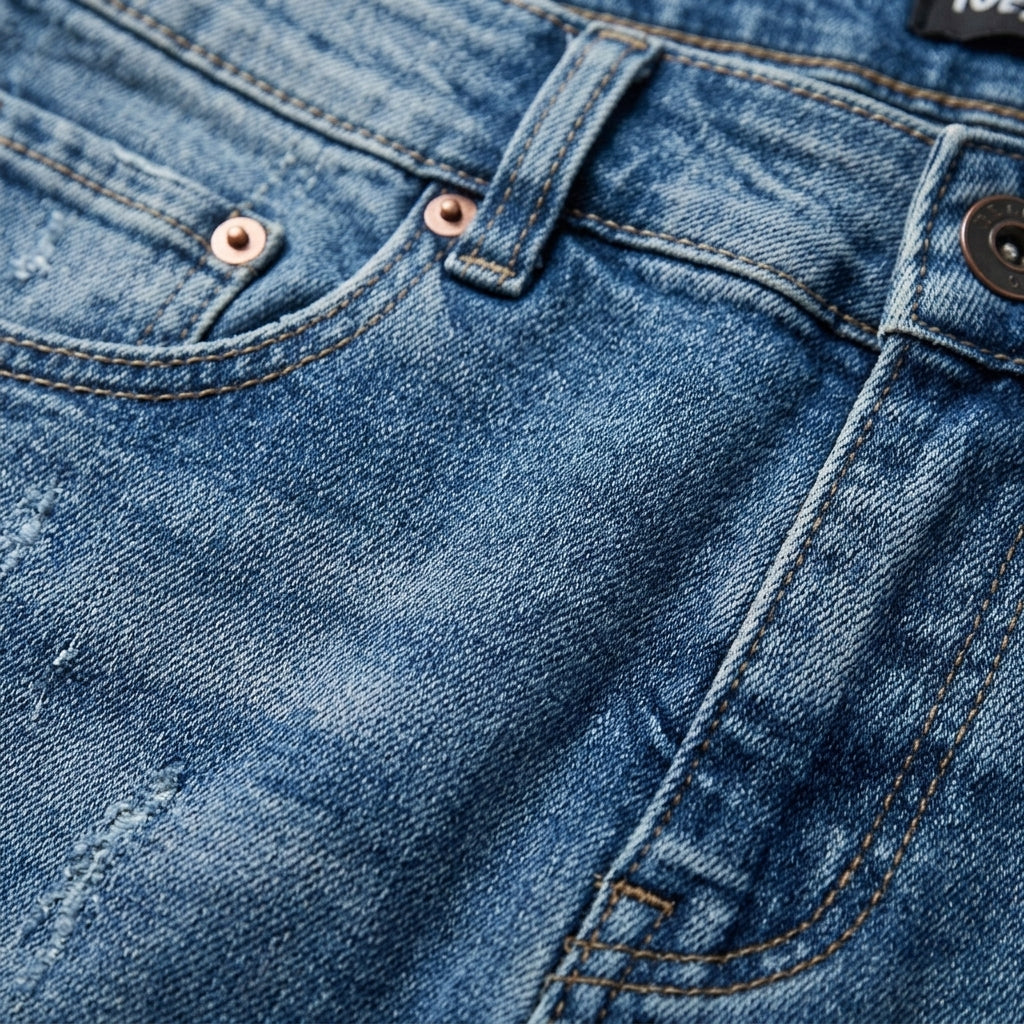 Isamu – Détail matière denim et surpiqûres