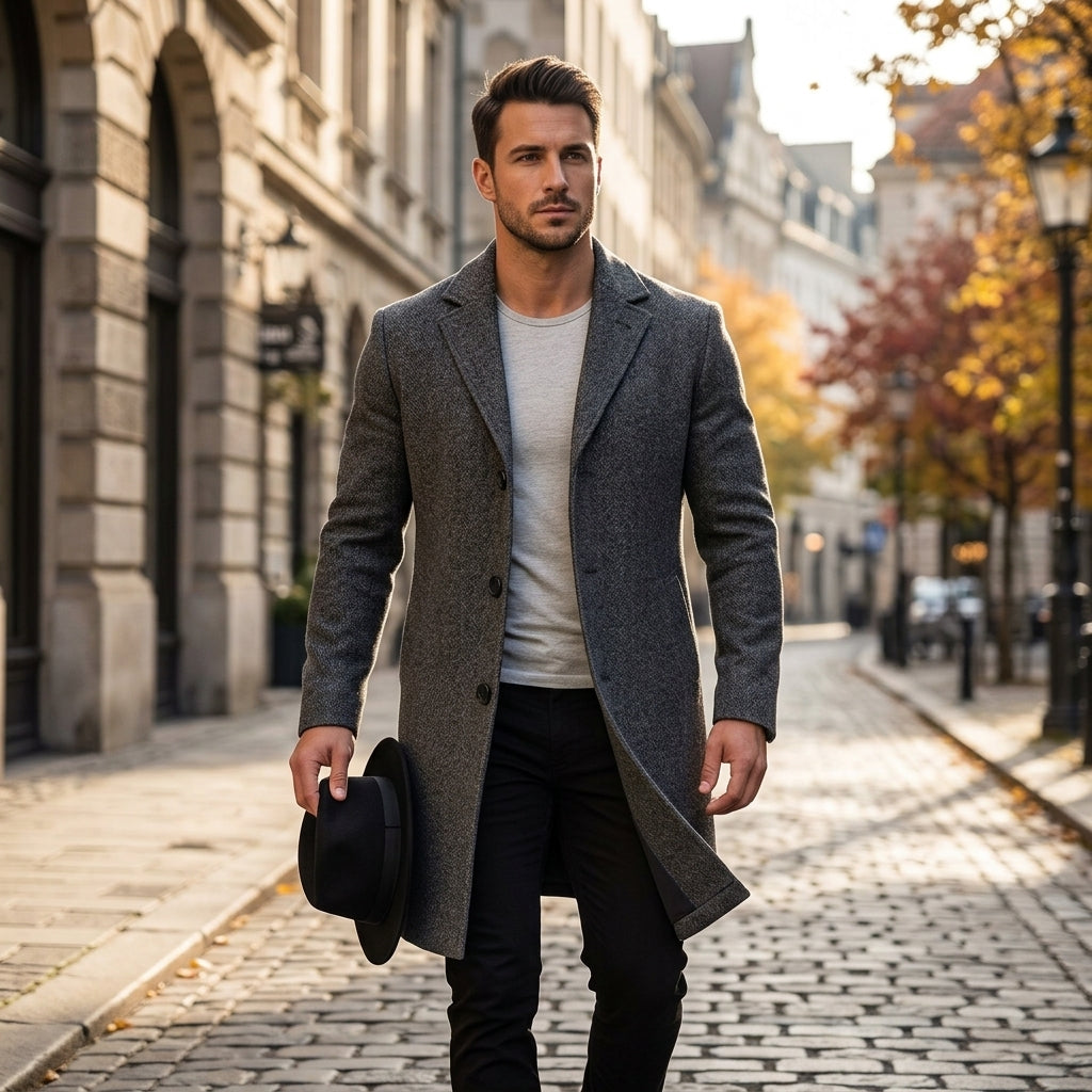 Junpei – Veste d'hiver homme en contexte urbain lifestyle