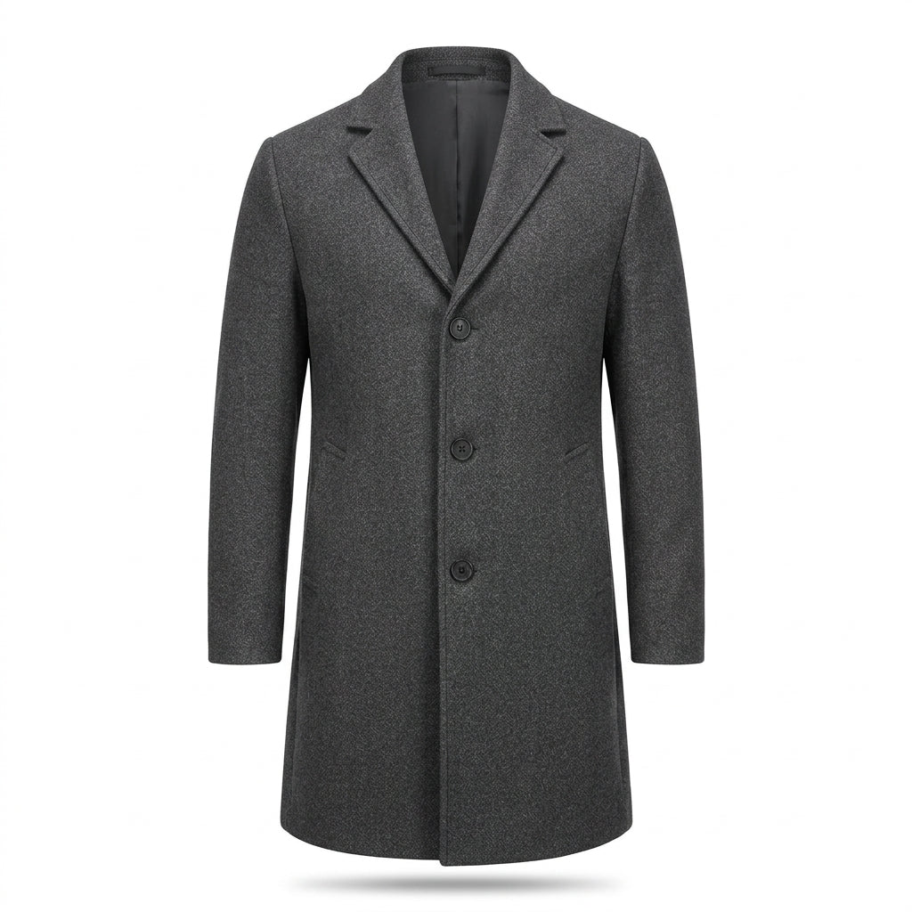 Junpei – Veste d'hiver à col cranté sur fond blanc pur