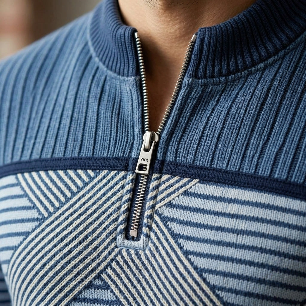 Botan pull demi-zip – zoom matière et zip métallique