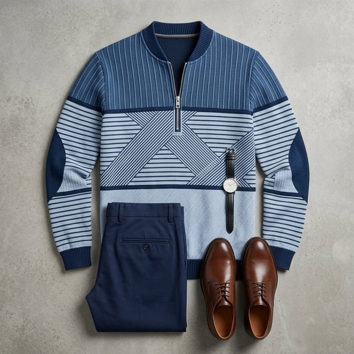 Botan pull demi-zip – flat lay look complet