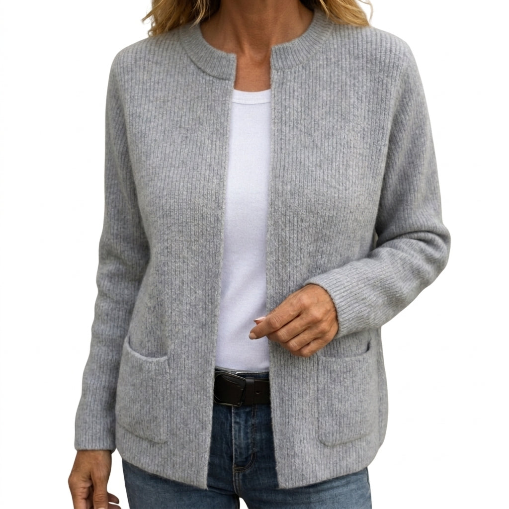 Gilet côtelé Nanako gris - photo studio fond blanc