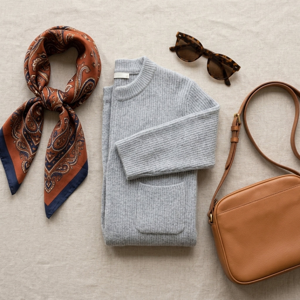 Mise en valeur du gilet Nanako et accessoires d&