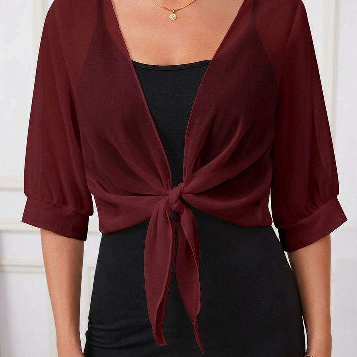 Kanoko – Blouse col V à lien foulard – Gros plan matière et nœud