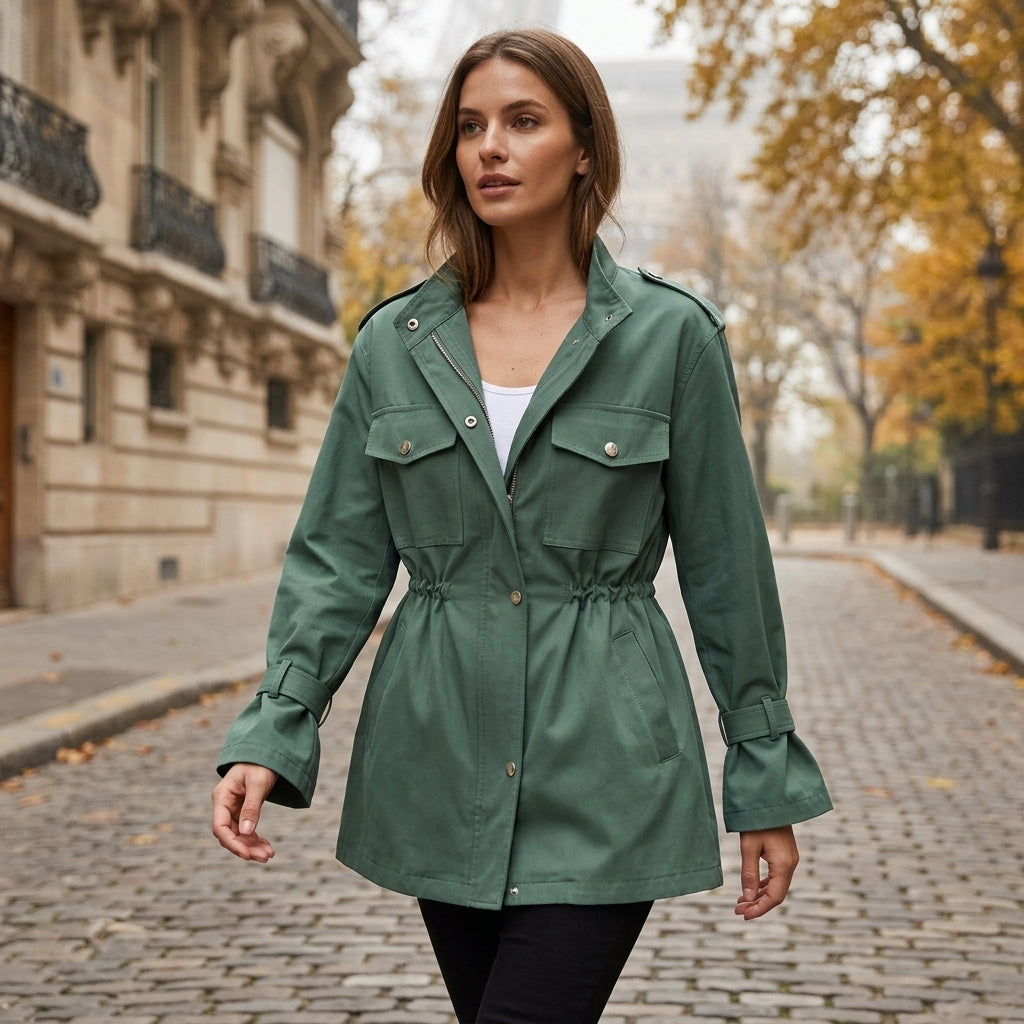 Tamaki – Trench déperlant en situation extérieure urbaine automne