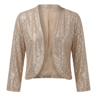 Noriko veste courte à paillettes – studio fond blanc