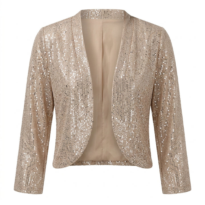 Noriko veste courte à paillettes – studio fond blanc