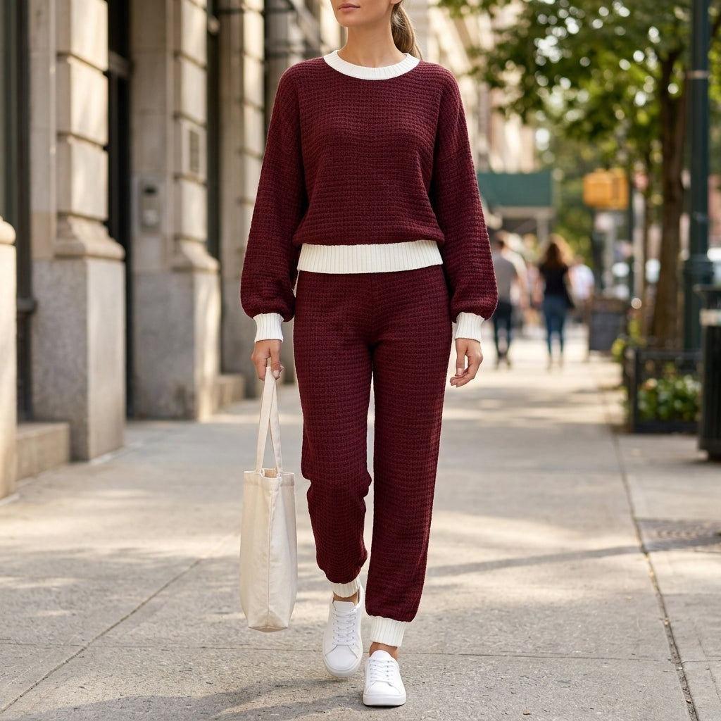 Ensemble Mariko porté en extérieur casual chic
