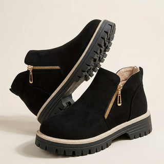 Hotaru | Bottines effet daim à double zip – Vue d&