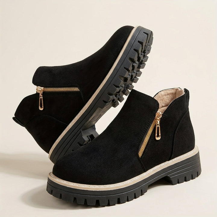 Hotaru | Bottines effet daim à double zip – Vue d&