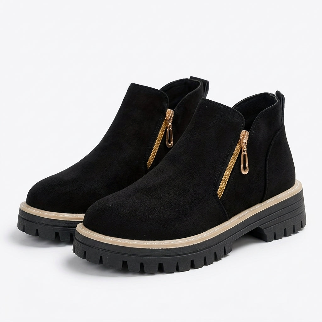 Hotaru | Bottines effet daim à double zip – Vue studio principale
